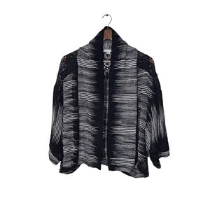 Alberto Makali Black & White Textured Statement Cardigan Sz M